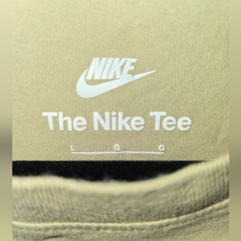 Nike Tan Embroidered Swoosh Tee | Men’s L | 100% Cotton | Made in Vietnam - Picture 2 of 3